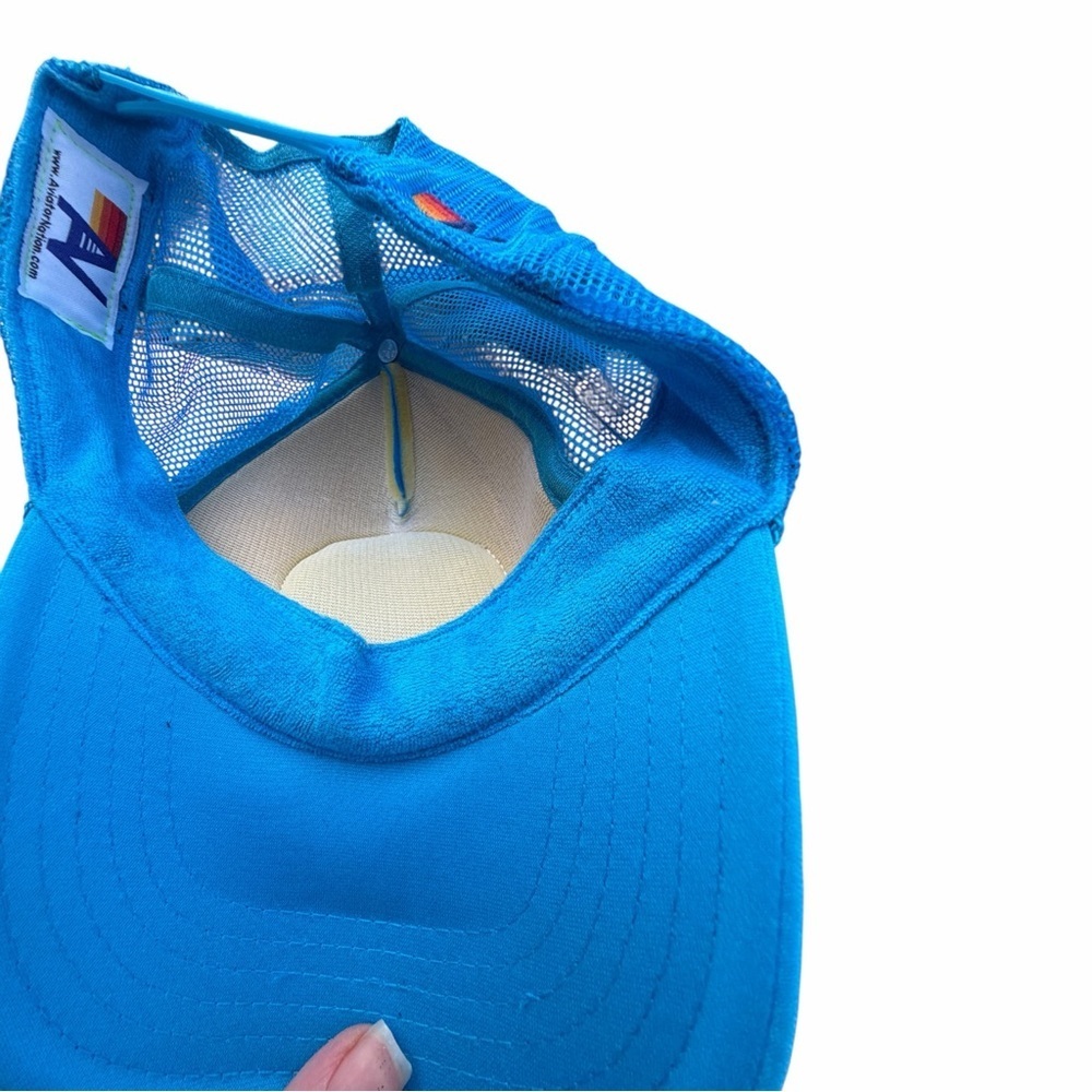 Aviator Nation Austin City LimitsBright Blue Mesh Trucker Hat with Rainbow Patch - Picture 5 of 6